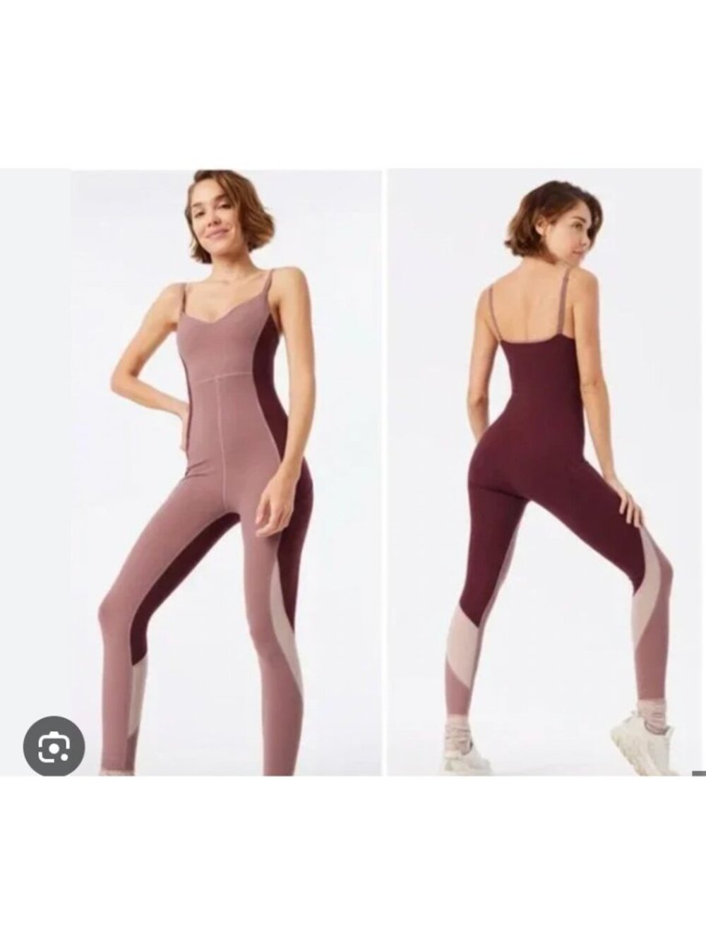 Outdoor Voices Zoom Unitard Womens Medium Pink Colorblock V Neck One Piece